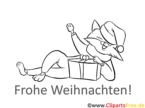 Katze Geschenk Ausmalbilder zu Weihnachten Katze Geschenk Ausmalbilder zu Weihnachten