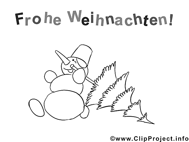 Laufender Schneemann mit Tannenbaum Ausmalbild zum Ausmalen