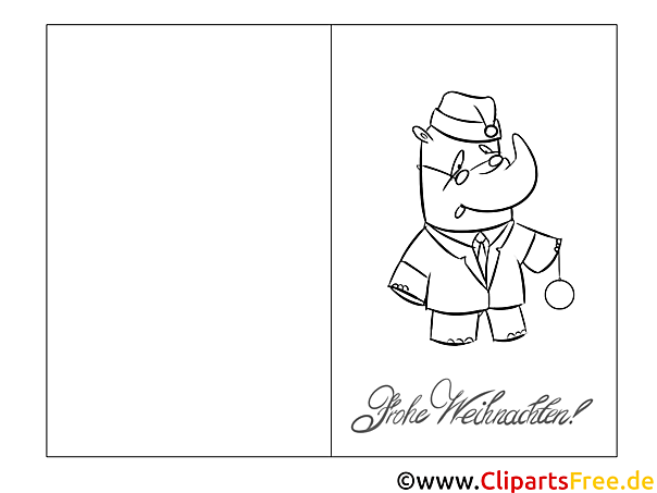 Nashorn Merry Christmas Kostenlose Weihnachtsmalvorlagen für Kinder