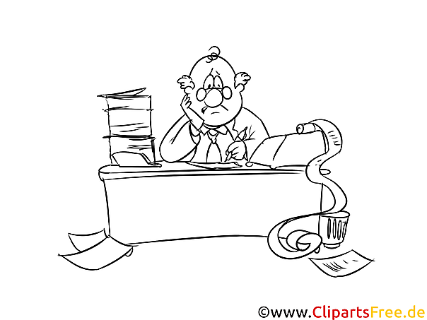 Arbeit im Büro am Schreibtisch Malvorlage