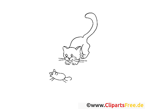 Maus und Katze - Gratis Ausmalbilder und Malvorlagen für Kinder