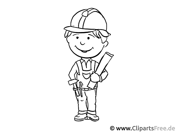 Baustellenleiter, Ingenieur Ausmalbild - Arbeitsblätter und Malvorlagen Berufe