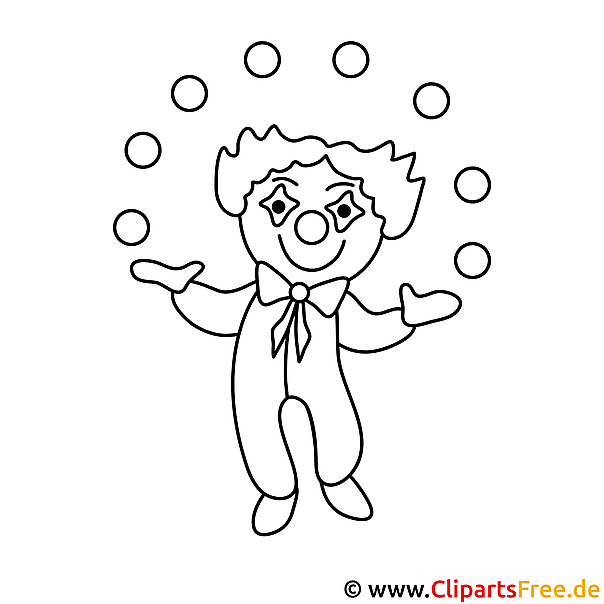 Clown Bild zum Ausmalen, Malvorlage