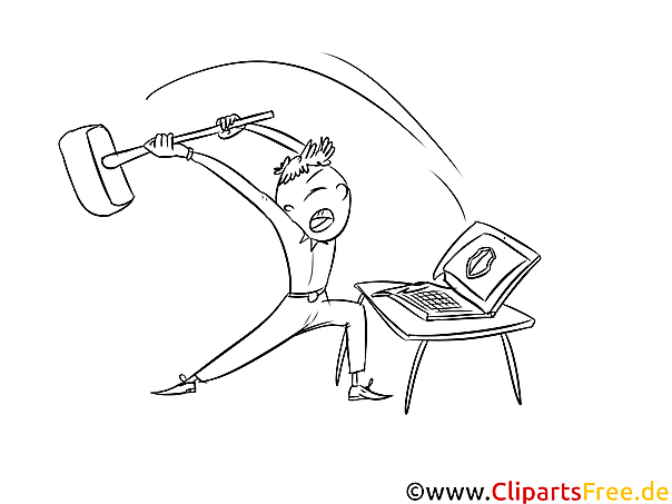 Verärgerter Nutzer Bild, Clipart, Illustration schwarz-weiß zum Ausmalen Verärgerter Nutzer Bild, Clipart, Illustration schwarz-weiß zum Ausmalen