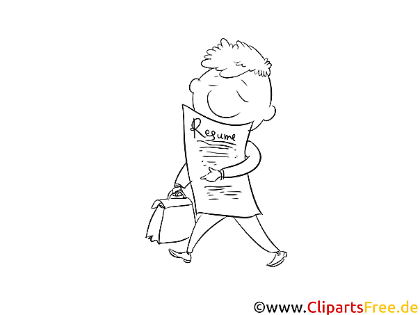 Bewerbung Illustration, Bild, Clipart schwarz-weiß Malvorlage