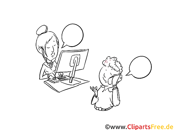 Telefon-Hotline Illustration, Bild, Clipart schwarz-weiß Malvorlage