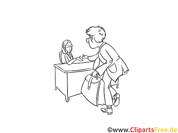 Vorstellungsgespräch Illustration, Bild, Clipart schwarz-weiß Malvorlage