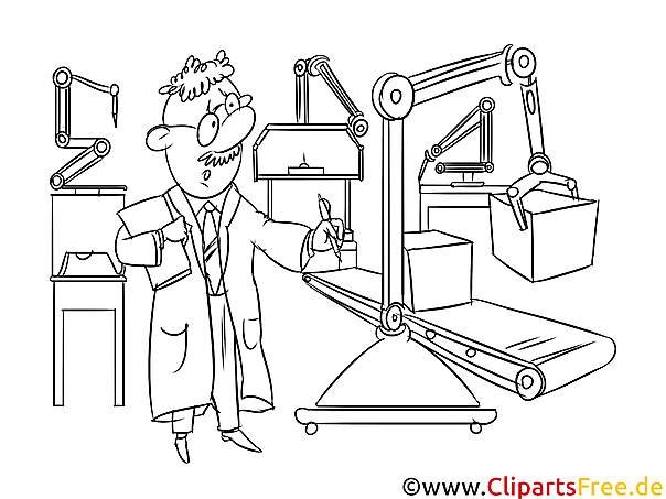 Automatisierung Produktion Bild, Clipart, Illustration schwarz-weiß zum Ausmalen Automatisierung Produktion Bild, Clipart, Illustration schwarz-weiß zum Ausmalen