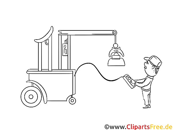 Kran Bild, Clipart, Illustration schwarz-weiß zum Ausmalen