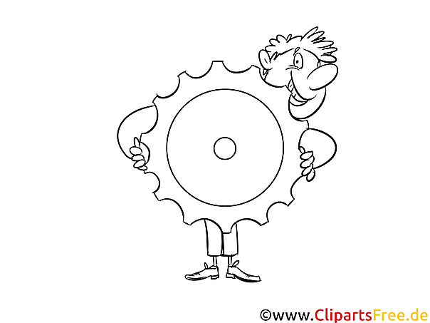 Prozessmanager Bild, Illustration, Clipart schwarz-weiß zum Ausmalen