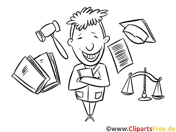 Advokat Bild, Illustration, Clipart schwarz-weiß zum Ausmalen