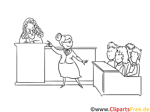 Gericht Bild, Illustration, Clipart schwarz-weiß zum Ausmalen