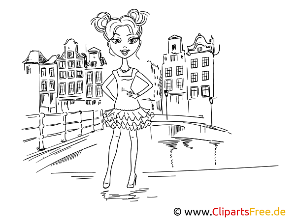 Coloring image young beautiful girl wearing casual clothes