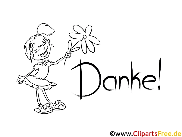 Blume Mädchen Kostenlose Dankeskarten zum Ausdrucken und Ausmalen