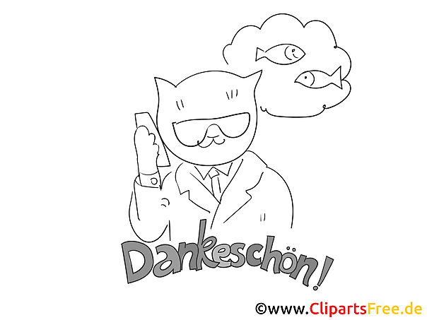 Fisch Katze kostenlose Dankeskarte zum Ausdrucken