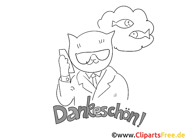 Fisch Katze kostenlose Dankeskarte zum Ausdrucken