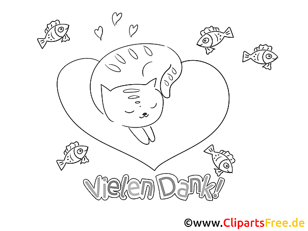 Herz Katze Ausmalbilder zum Thema Danke