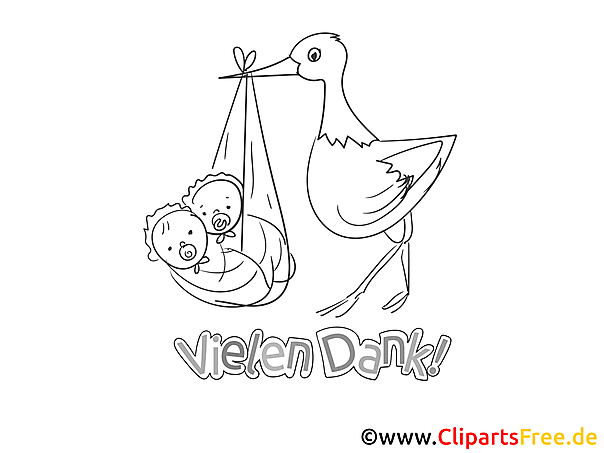 Kinder Storch Ausmalbild Danke sagen