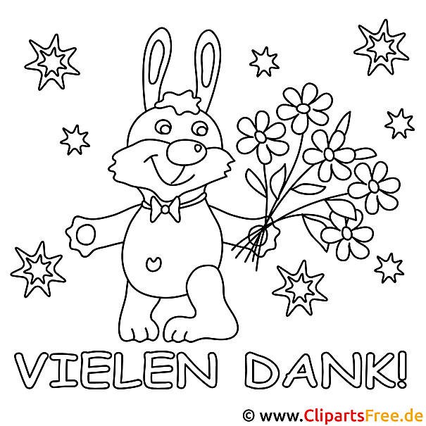 Malvorlage zum Ausdrucken Hase mit Blumenstrauss