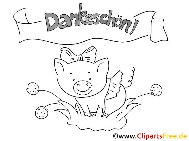 Schweinchen Dankeskarte selber drucken