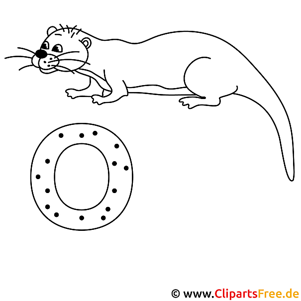 Otter Ausmalbild - Deutsche Buchstaben