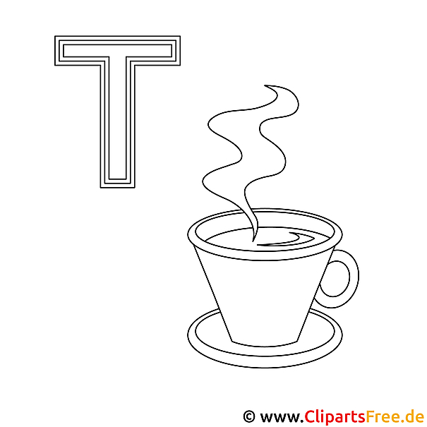 Teetasse Ausmalbild - ABC zum Ausmalen