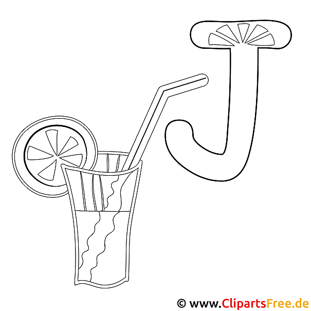 Juice - Buchstaben zum Ausmalen und Drucken