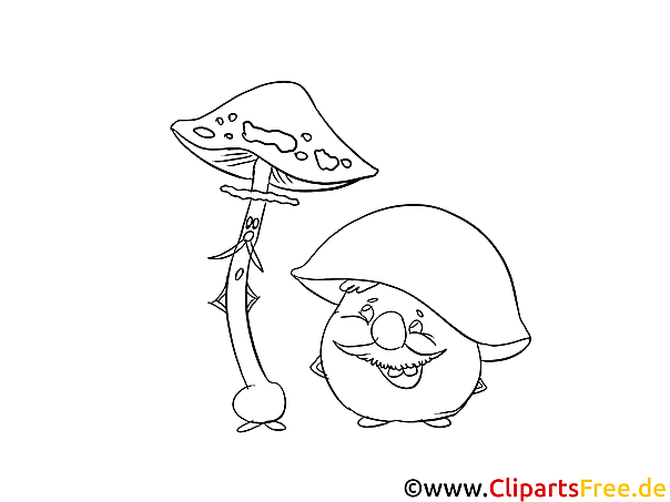 Cartoon Pilze Malvorlage zum Malen