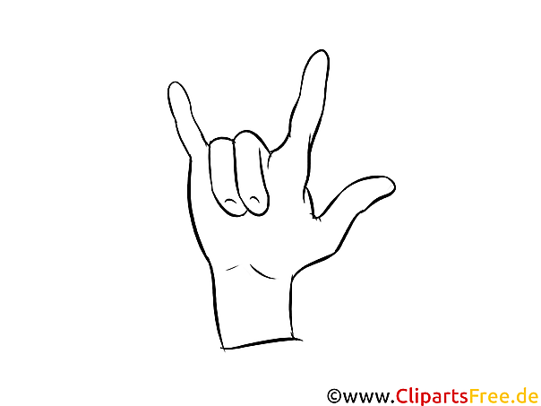 Rock and Roll Hand Malvorlage