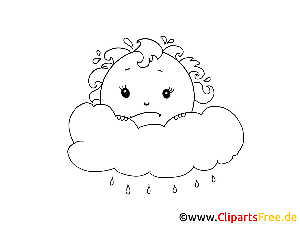Sun and clouds with rain colouring page