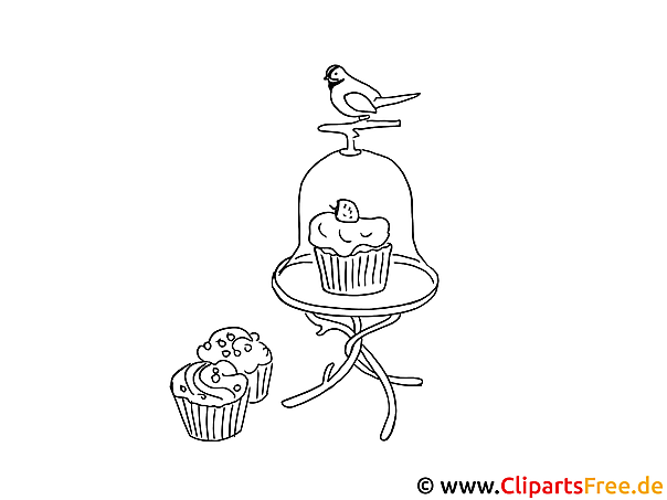 Vogel und Kuchen Bild - Bilder zum Ausmalen und Drucken