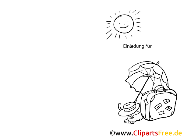 Urlaub Regenschirm Klappkarte-Einladung gratis basteln