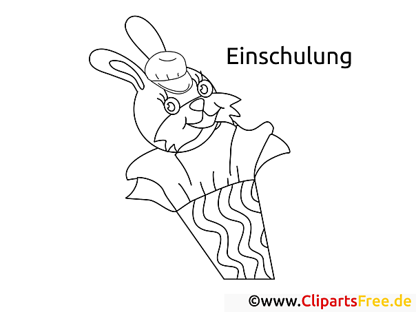 Malvorlage Kanninchen zur Einschulung