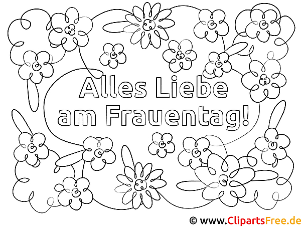 Alles Liebe zum Frauentag Vorlage zum Ausmalen
