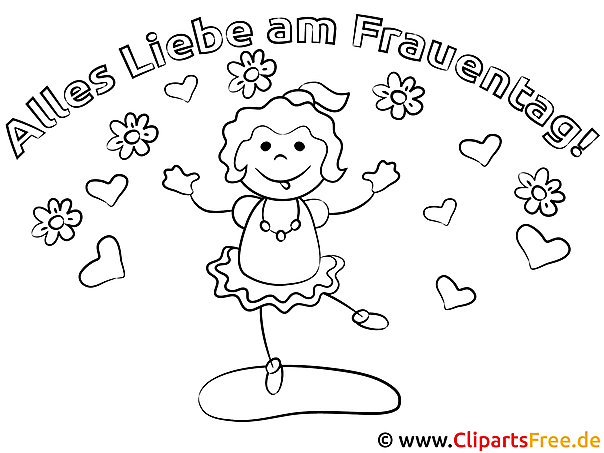 Frauentag Malvorlage zum Malen und Ausdrucken