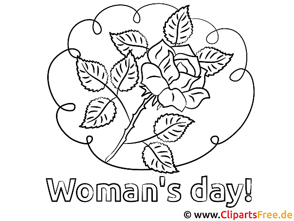 Rose zum Ausmalen - Malvorlage zum Frauentag