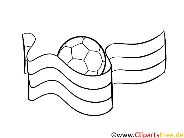 Flagge und Ball - Malvorlage zu Fussball EM und WM