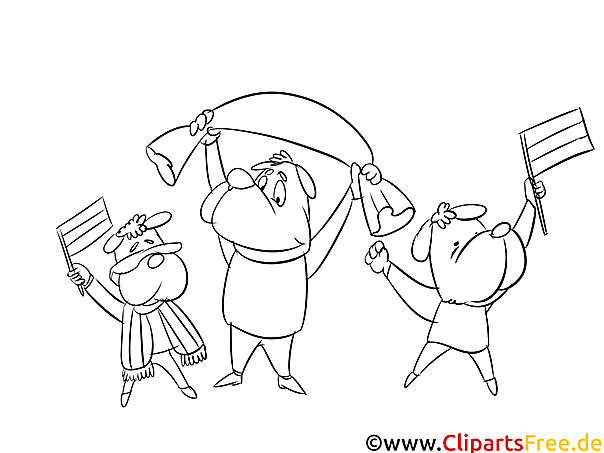 Sportfans Bild zum Ausdrucken und Ausmalen