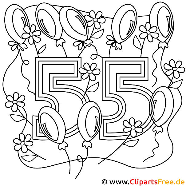 Ausmalbild zum 55. Geburtstag Ausmalbild zum 55. Geburtstag