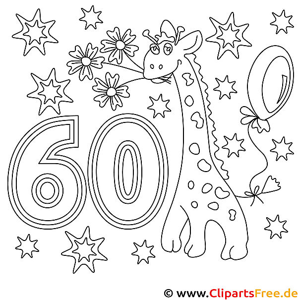 Ausmalbild zum 60. Geburtstag