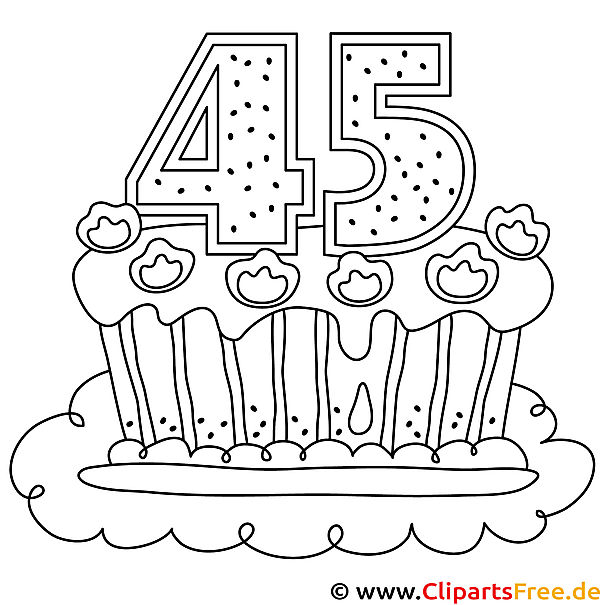 Ausmalbild zum Geburtstag - Geburtstagskuchen
