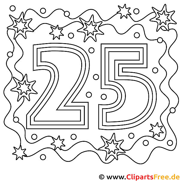 Bild zum Ausmalen zum 25. Geburtstag Bild zum Ausmalen zum 25. Geburtstag