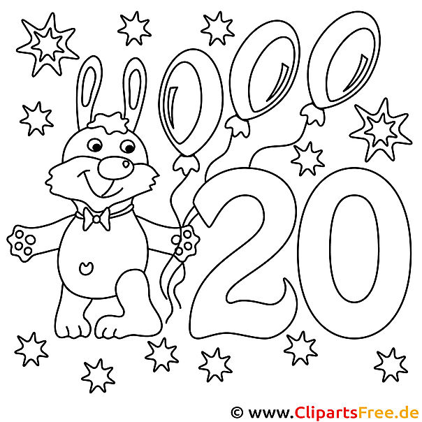 Geburtstag Ausmalbild im PDFFormat
