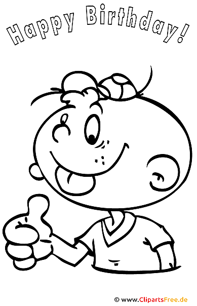 Gratis Ausmalbild zum Geburtstag herunterladen
