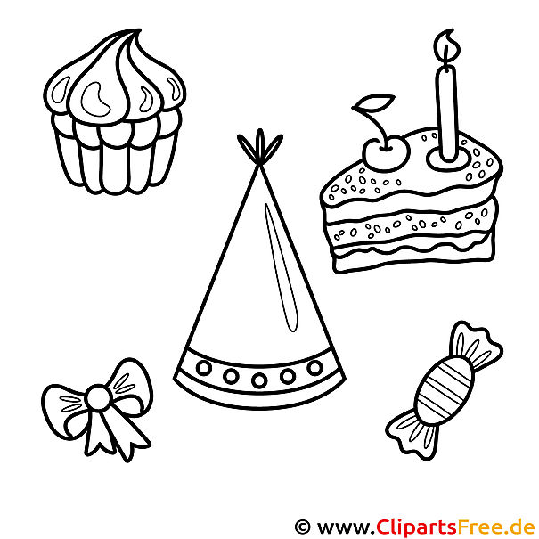 Kindergeburtstag Bild zum Ausmalen, Malvorlage, Ausmalbild Kindergeburtstag Bild zum Ausmalen, Malvorlage, Ausmalbild