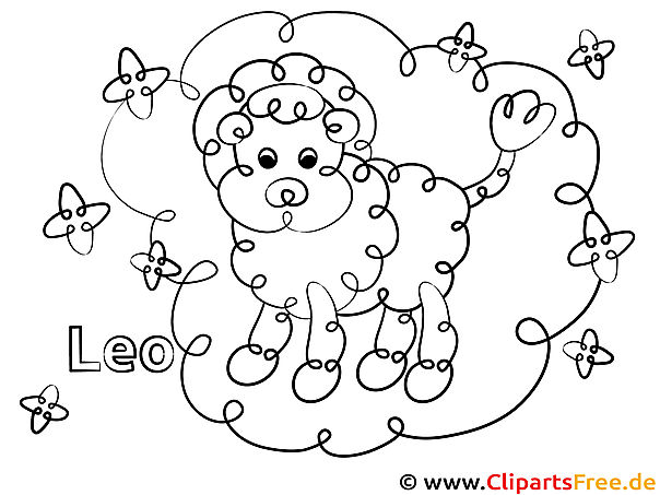 Löwe Sternzeichen Ausmalbild für Kinder kostenlos ausdrucken