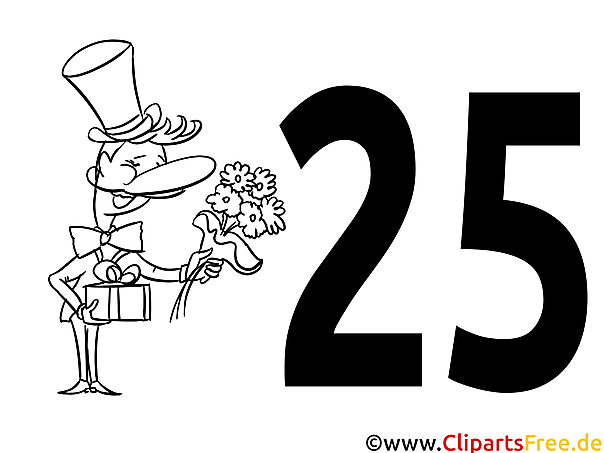PDF-Malvorlage zum 25. Geburtstag