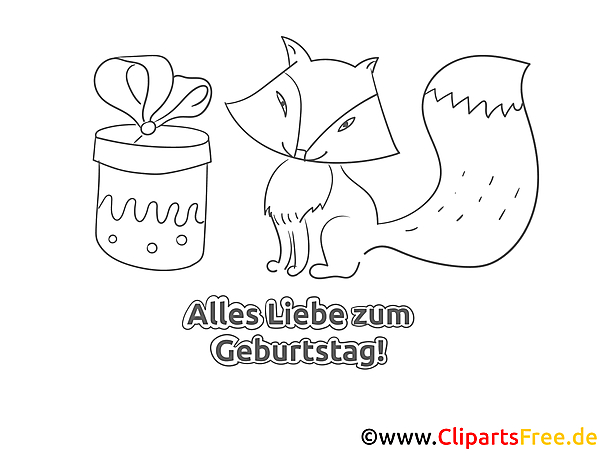 Fuchs Geschenk Geburtstag Ausmalbild-Grusskarte
