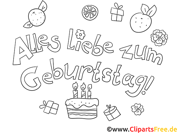 Kuchen Geburtstag Ausmalbild-Grusskarte