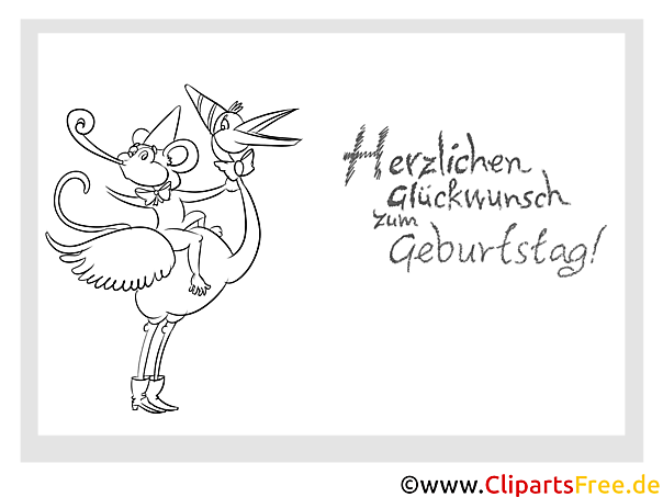 Strauß Affe Vorlage zum Ausmalen zum Geburtstag